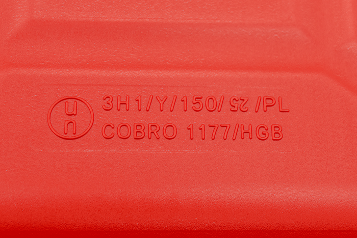 10L HERMON kunststof jerrycan met trechter, rood