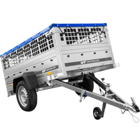 Garden trailer 200 kipp met steunwiel, zijkanten, frame h-0 en blauwe deksel