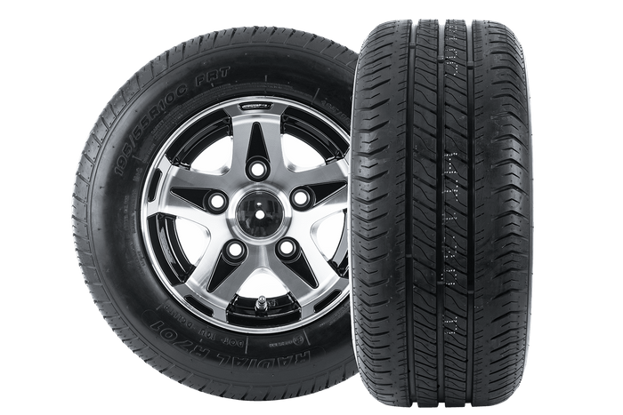 Set van twee versterkte wielen voor een aanhanger LINGLONG BAND 195/55 R10C 98/96N UNITRAILER ALU VELG 6Jx10" 5x112 ET -4