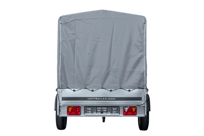 Autoaanhangwagen op veren 264x125 UNITRAILER GARDEN 264/R KIPP met H-1100 frame en grijze afdekking