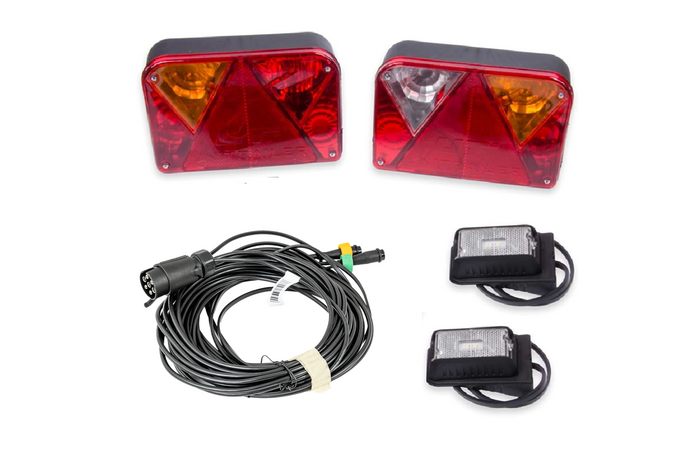 Verlichtingsset: DOBPLAST achterlichten + DOBPLAST LED markeringslichten + MANTES 7m 7-polige kabelboom