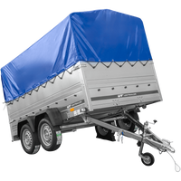 Lichte aanhanger 264x150 UNITRAILER GARDEN 265/2 KIPP met BIS-zijwanden, H-800 frame en blauwe afdekking