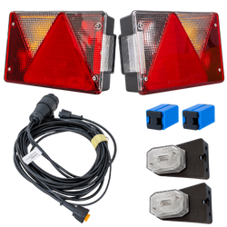 Verlichtingsset: ASPÖCK MULTIPOINT IV achterlichten + ASPÖCK FLEXIPOINT I zijmarkeringslichten + MANTES 4,5m 13PIN kabelboom