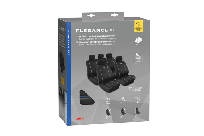 Set autostoelhoezen LAMPA Elegance blauw, voor de voor- en achterstoelen.