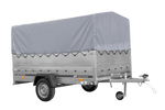 Enkelassige aanhanger op veren 264x150 UNITRAILER GARDEN 265/R KIPP met BIS-zijwanden, H-800 frame en grijze afdekking