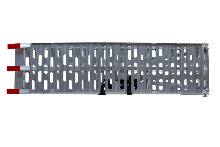 UNITRAILER ALR003 opklapbare aluminium oprijplaat voor aanhanger 221 cm 340 kg met riem en steun