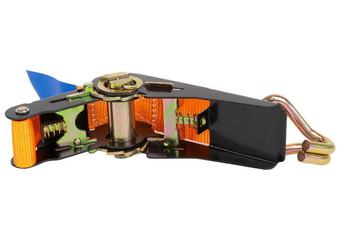 Set van vier KAMAR 3m/25mm/0.8t oranje transportbanden met spaninrichting