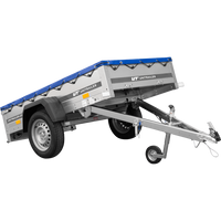 Tuinaanhanger 200 Kipp met neuswiel en blauwe platte hoes