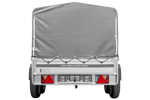 Tweeassige aanhanger met aluminium zijwanden 264x125 Unitrailer Garden 264/2 KIPP ALU met H-800 frame en grijze afdekking
