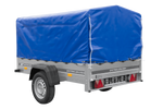 Lichte aanhanger 200x125 UNITRAILER GARDEN 201 KIPP met H-800 frame en blauw dekzeil