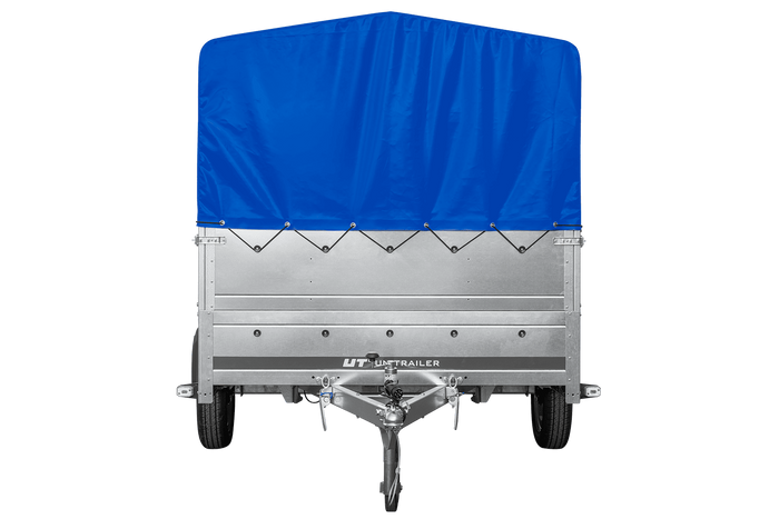 Eenassige aanhangwagen 264x150 UNITRAILER GARDEN 265 KIPP met opzetborden H-800 frame en blauwe huif