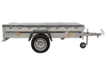 Enkelassige aanhanger 230x125 UNITRAILER GARDEN 230 KIPP met H-0 frame en grijze afdekking