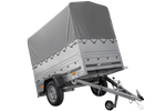 Lichte aanhanger 200x106 UNITRAILER GARDEN 200 KIPP met BIS-zijwanden, H-800 frame en grijze afdekking