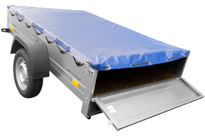 Unitrailer GARDEN TRAILER 201 KIPP met steunwiel, H-0 frame en blauw zeil