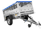 Lichte aanhanger 200x106 UNITRAILER GARDEN 200 KIPP met gaaswanden, H-0 frame en blauwe hoes