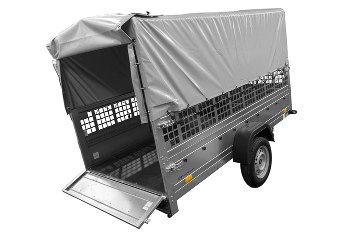 Autoaanhanger 264x125 UNITRAILER GARDEN 264 KIPP met gaaswanden, H-800 frame en grijze kap