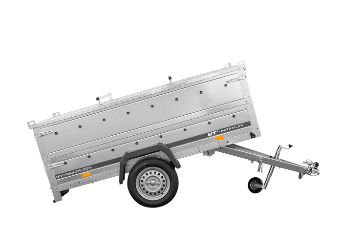 Enkelassige aanhanger 230x125 UNITRAILER GARDEN 230 KIPP met BIS-zijwanden en aluminium afdekking
