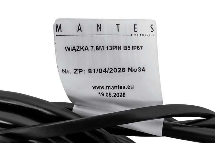 MANTES elektrische installatie, kabelboom voor boottrailer 7,8 m, 13-pins stekker, 2x5-pins bajonetaansluitingen