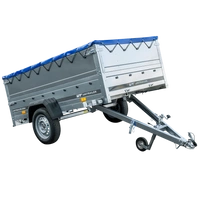 Autoaanhangwagen op veren 230x125 UNITRAILER GARDEN 230/R KIPP met BIS zijwanden, H-0 frame en blauwe afdekking
