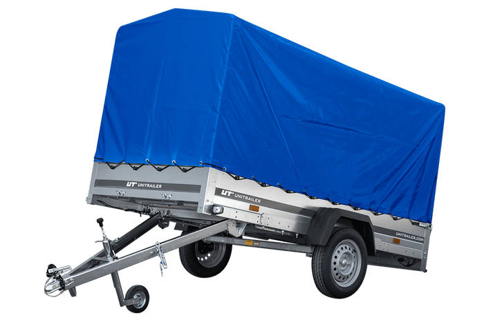 Autoaanhanger 264x125 UNITRAILER GARDEN 264 KIPP met H-1100 frame en blauwe hoes