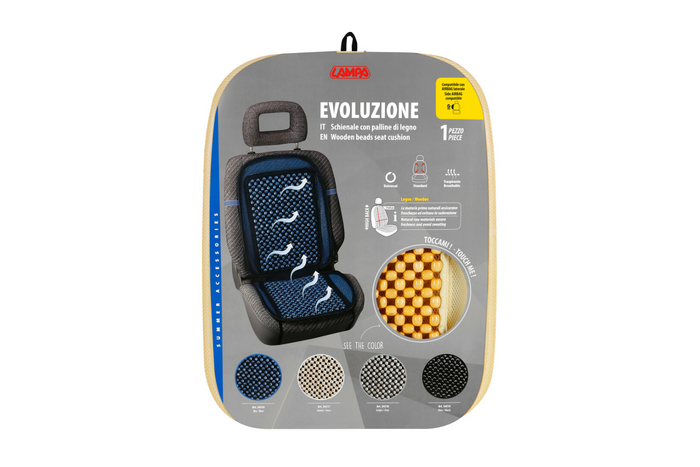 LAMPA Evoluzione ivoorkleurig houten kralen zitkussen, autostoelmat