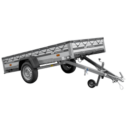 Autoaanhanger met aluminium zijwanden 264x125 Unitrailer Garden 264 KIPP ALU met H-0 frame en grijze afdekking
