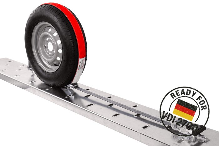 Set van vier HEFFA CARLINE 130 aanhangwagentransportbanden, wielborgriemen 2,8m/35mm/3t VDI 2700