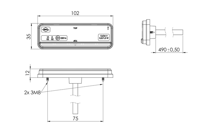 HORPOL LD 2437 LED-markeringslamp rood universeel SLIM