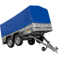 Twee-assige aanhanger 264x125 UNITRAILER GARDEN 264/2 KIPP met H-800 frame en blauwe afdekking