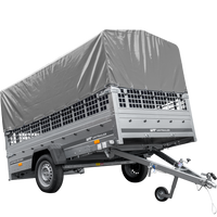 Autoaanhanger op veren 264x150 UNITRAILER GARDEN 265/R KIPP met gaaswanden, H-800 frame en grijze afdekking