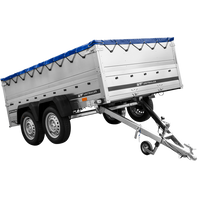 Tweeassige aanhanger 264x150 UNITRAILER GARDEN 265/2 KIPP met BIS-zijwanden, H-0 frame en blauwe afdekking