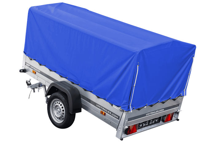 Lichte aanhanger 230x125 UNITRAILER GARDEN 230 KIPP met H-800 frame en blauwe hoes
