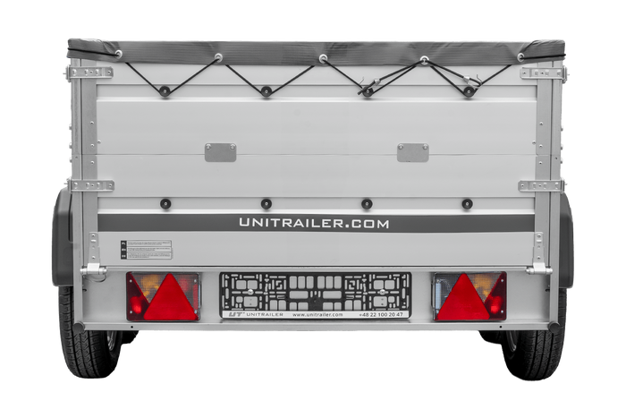 Tweeassige aanhanger met aluminium zijwanden 264x125 Unitrailer Garden 264/2 KIPP ALU met BIS-zijwanden, H-0 frame en grijze afdekking