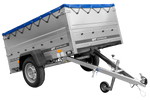 Autotrailer 200x125 UNITRAILER GARDEN 201 KIPP met BIS-zijwanden en blauw dekzeil