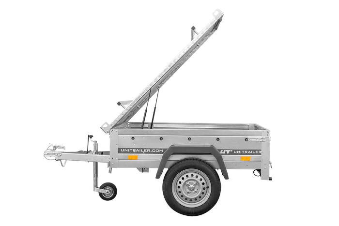Enkelassige aanhanger 150x106 UNITRAILER GARDEN 150 KIPP met aluminium afdekking