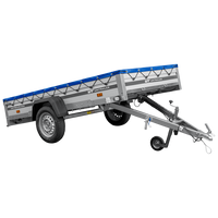 Autoaanhanger met aluminium zijwanden 264x125 Unitrailer Garden 264 KIPP ALU met H-0 frame en blauwe afdekking