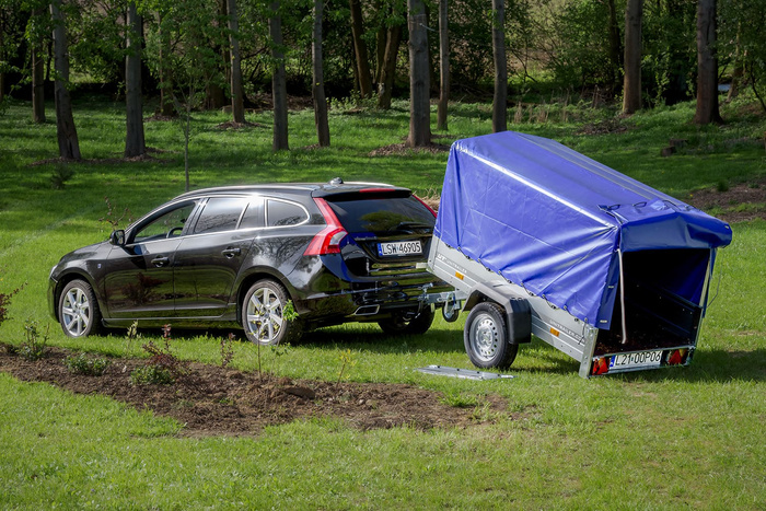 Enkelassige aanhanger 200x106 UNITRAILER GARDEN 200 KIPP met H-800 frame en blauw dekzeil