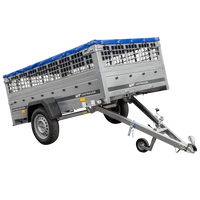 Enkelassige aanhangwagen op veren 264x125 UNITRAILER GARDEN 264/R KIPP met roosterwanden, H-0 frame en blauw zeil