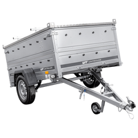 Enkelassige aanhangwagen op veren 230x125 UNITRAILER GARDEN 230/R KIPP met BIS zijwanden en aluminium afdekplaat
