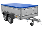 Tweeassige aanhanger met aluminium zijwanden 264x125 Unitrailer Garden 264/2 KIPP ALU met BIS-zijwanden, H-0 frame en blauwe afdekking