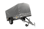 Enkelassige aanhanger met aluminium zijwanden 230x125 Unitrailer Garden 230 KIPP ALU met H-800 frame en grijze afdekking