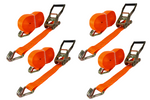 Set van vier UNITRAILER 15m/50mm/5t oranje transportbanden met spaninrichting