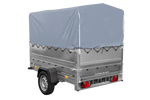 Lichte aanhangwagen op veren 200x125 UNITRAILER GARDEN 201/R KIPP met BIS zijwanden, H-800 frame en grijze afdekking