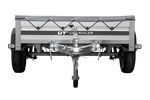Enkelassige aanhanger op veren met aluminium zijwanden 200x125 Unitrailer Garden 201/R KIPP ALU met H-0 frame en grijze afdekking
