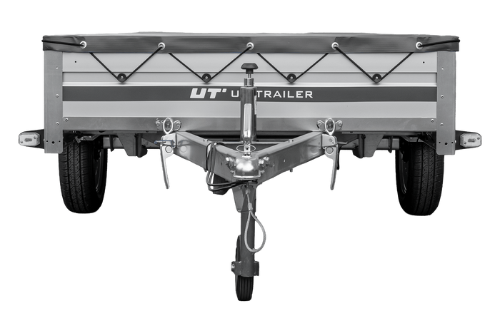 Autoaanhanger met aluminium zijwanden 264x125 Unitrailer Garden 264 KIPP ALU met H-0 frame en grijze afdekking