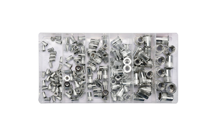 YATO YT-36460 aluminium klinkmoerenset, maat M3-M10, 150 stuks