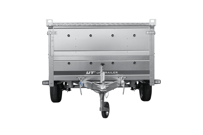 Enkelassige aanhangwagen op veren 264x125 UNITRAILER GARDEN 264/R KIPP met BIS zijwanden en aluminium afdekplaat