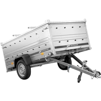 Enkelassige aanhangwagen op veren 230x125 UNITRAILER GARDEN 230/R KIPP met BIS zijwanden en aluminium afdekplaat