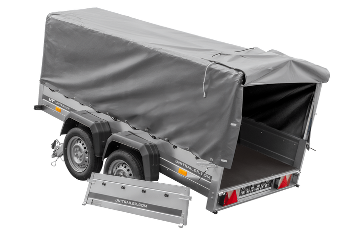 Twee-assige aanhanger 264x125 UNITRAILER GARDEN 264/2 KIPP met H-800 frame en grijze kap