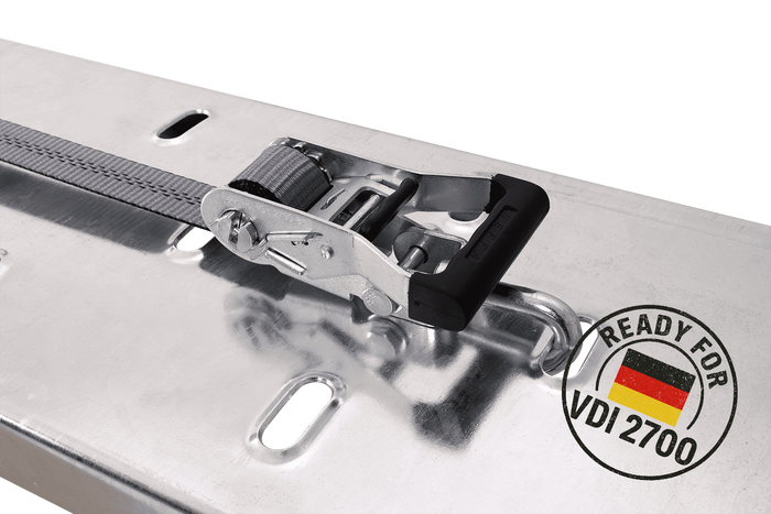 Set van vier HEFFA CARLINE 130 spanbanden voor sleepwagens wielbevestigingsbanden 2,8m/35mm/3t VDI 2700